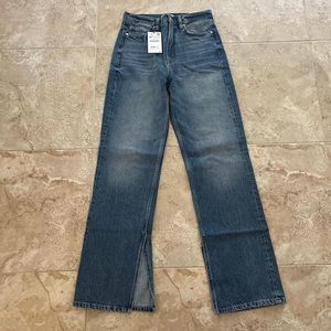 Zara High Waisted Wide Leg Full Length Jeans with Split Hem